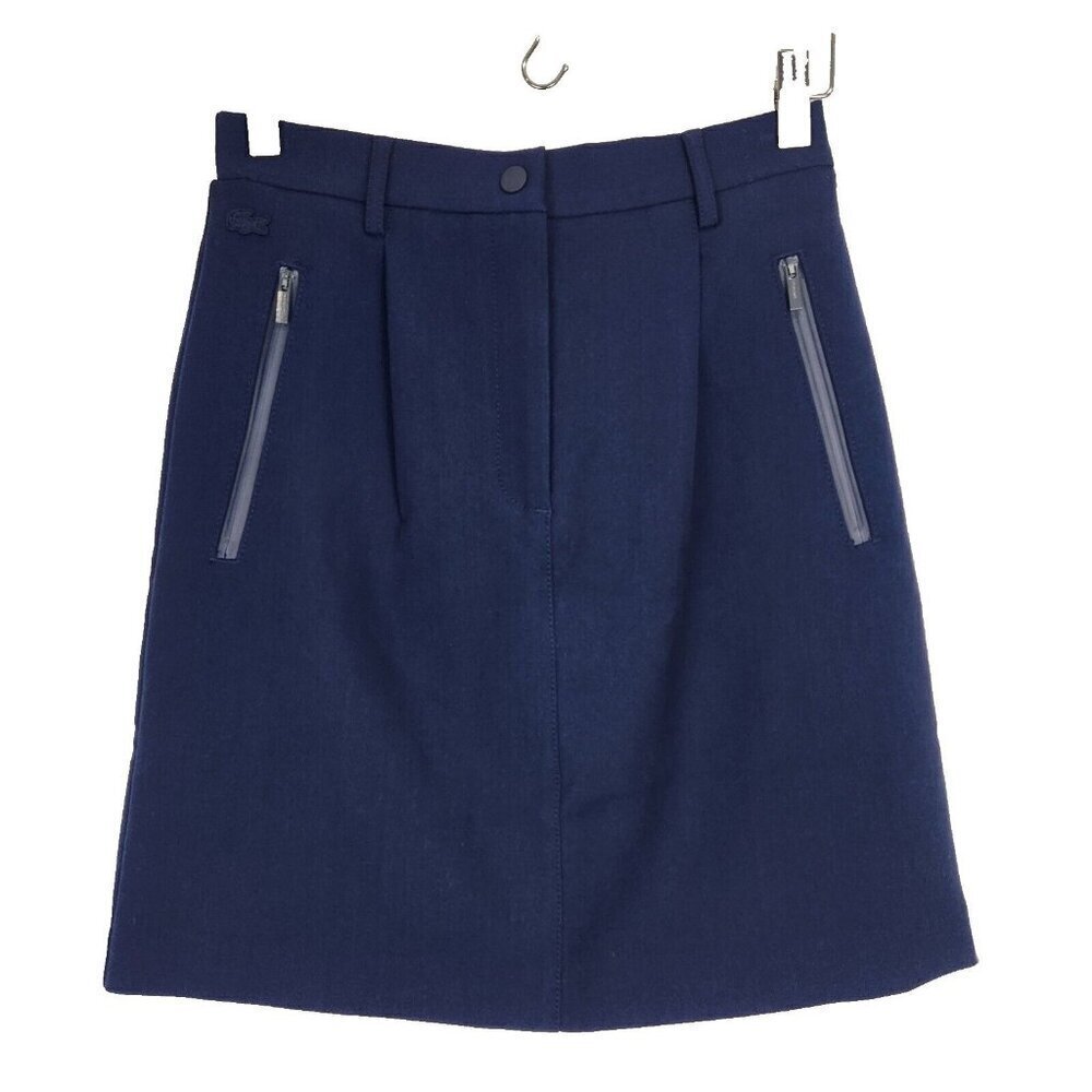 Lacoste Skirt Womens 2 Navy Blue Pleated A-Line Prep School Mini French‎ Style
